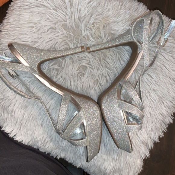 Unlisted Platform Stiletto Heels Silver Sparkle Strappy Shoes Woman’s 9.5 - Picture 9 of 14